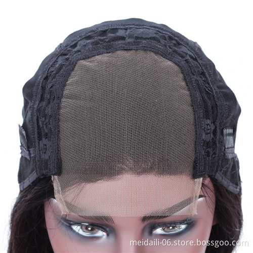 Front Lace Hair Wig For  Black Women, Natural Black Brazilian Hair Body Wave Wig With 4*4 Closure Wigs